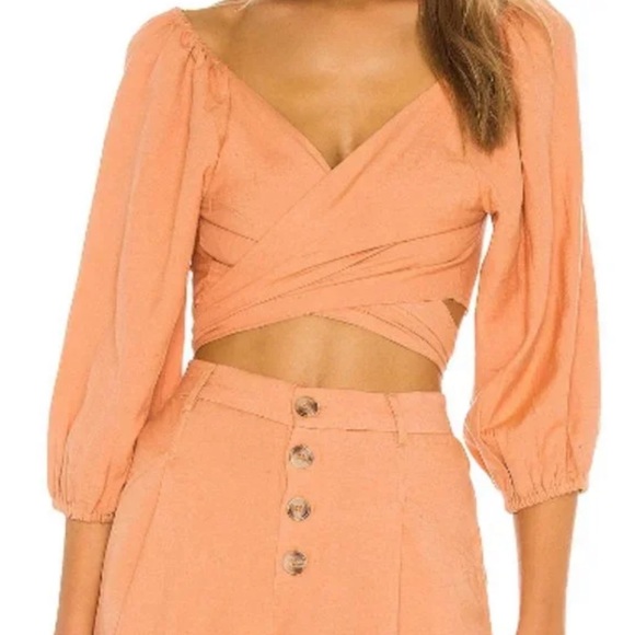 L*Space SET Penelope Toasted Crop Top & Vista Shorts Linen Blend Size Medium - Picture 2 of 12